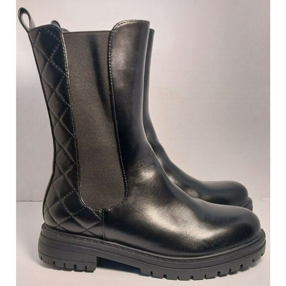 Liliana Dreamer Quilted Chelsea Mid Calf Boots In Black Womens Size 9 - Picture 1 of 9
